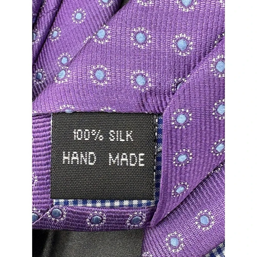 Duchamp London Men Purple Geometric 100% Silk Tie Hand Made England NWT